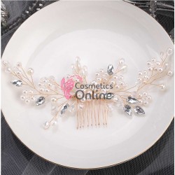 Accesoriu elegant pentru decor par AP010BB Auriu cu cristale si perle